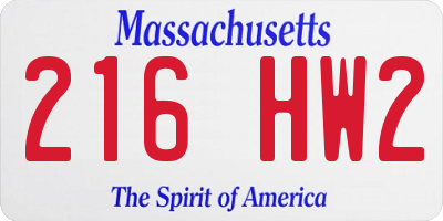 MA license plate 216HW2