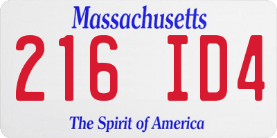 MA license plate 216ID4