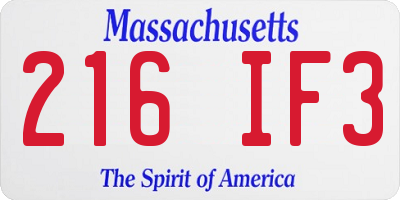 MA license plate 216IF3