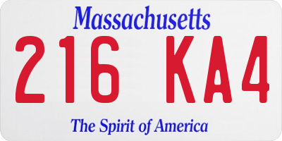 MA license plate 216KA4