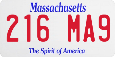 MA license plate 216MA9