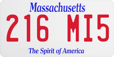 MA license plate 216MI5