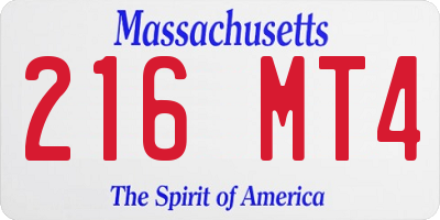 MA license plate 216MT4