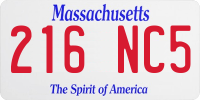 MA license plate 216NC5