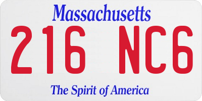 MA license plate 216NC6