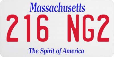 MA license plate 216NG2
