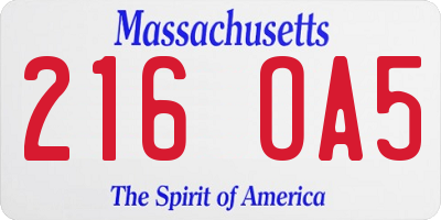 MA license plate 216OA5