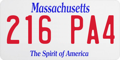 MA license plate 216PA4