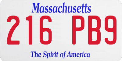 MA license plate 216PB9
