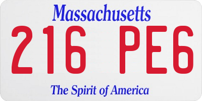 MA license plate 216PE6