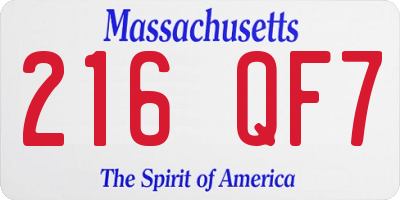 MA license plate 216QF7