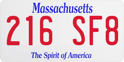 MA license plate 216SF8