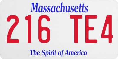 MA license plate 216TE4