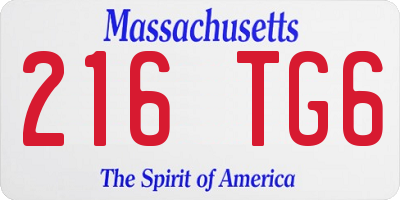 MA license plate 216TG6
