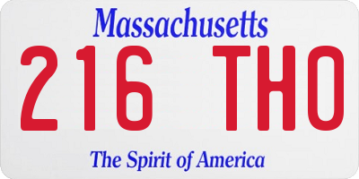 MA license plate 216TH0