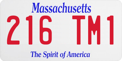MA license plate 216TM1