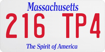 MA license plate 216TP4