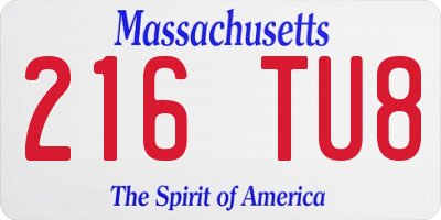 MA license plate 216TU8
