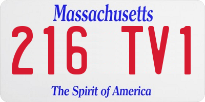 MA license plate 216TV1