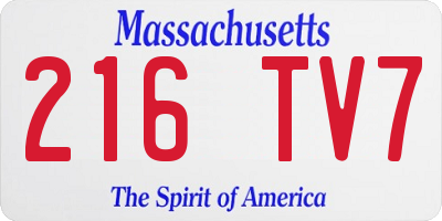 MA license plate 216TV7