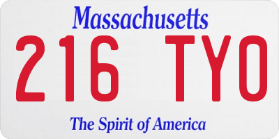 MA license plate 216TY0