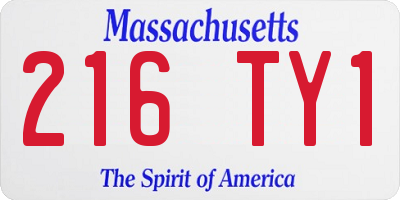 MA license plate 216TY1