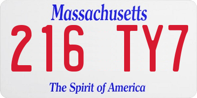 MA license plate 216TY7