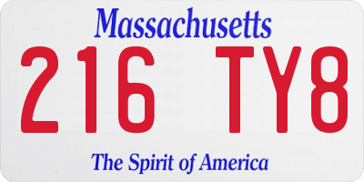 MA license plate 216TY8