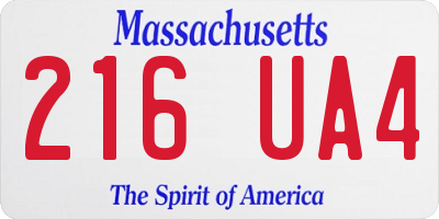 MA license plate 216UA4
