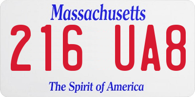 MA license plate 216UA8