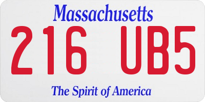 MA license plate 216UB5