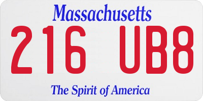 MA license plate 216UB8