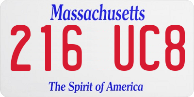 MA license plate 216UC8