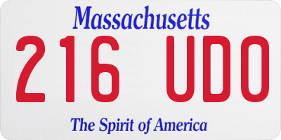 MA license plate 216UD0