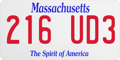 MA license plate 216UD3