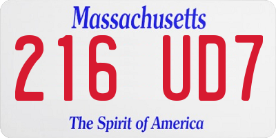 MA license plate 216UD7