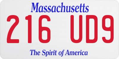 MA license plate 216UD9