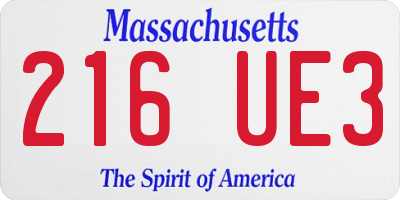 MA license plate 216UE3