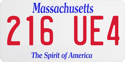 MA license plate 216UE4