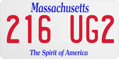MA license plate 216UG2