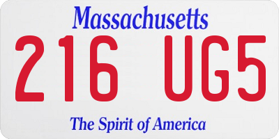 MA license plate 216UG5