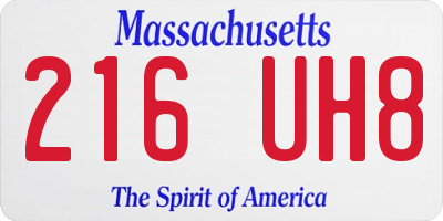 MA license plate 216UH8