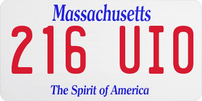 MA license plate 216UI0