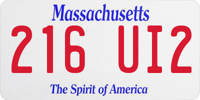 MA license plate 216UI2