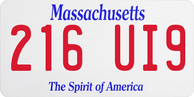 MA license plate 216UI9