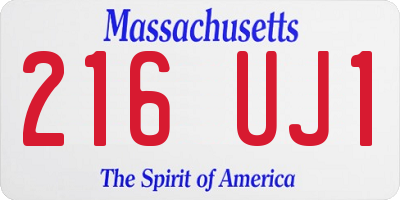 MA license plate 216UJ1