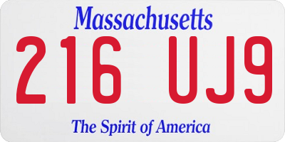 MA license plate 216UJ9