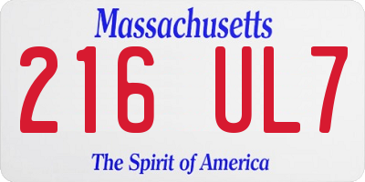 MA license plate 216UL7