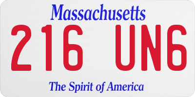 MA license plate 216UN6