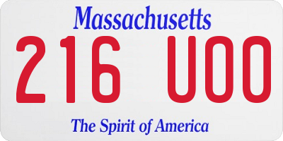 MA license plate 216UO0